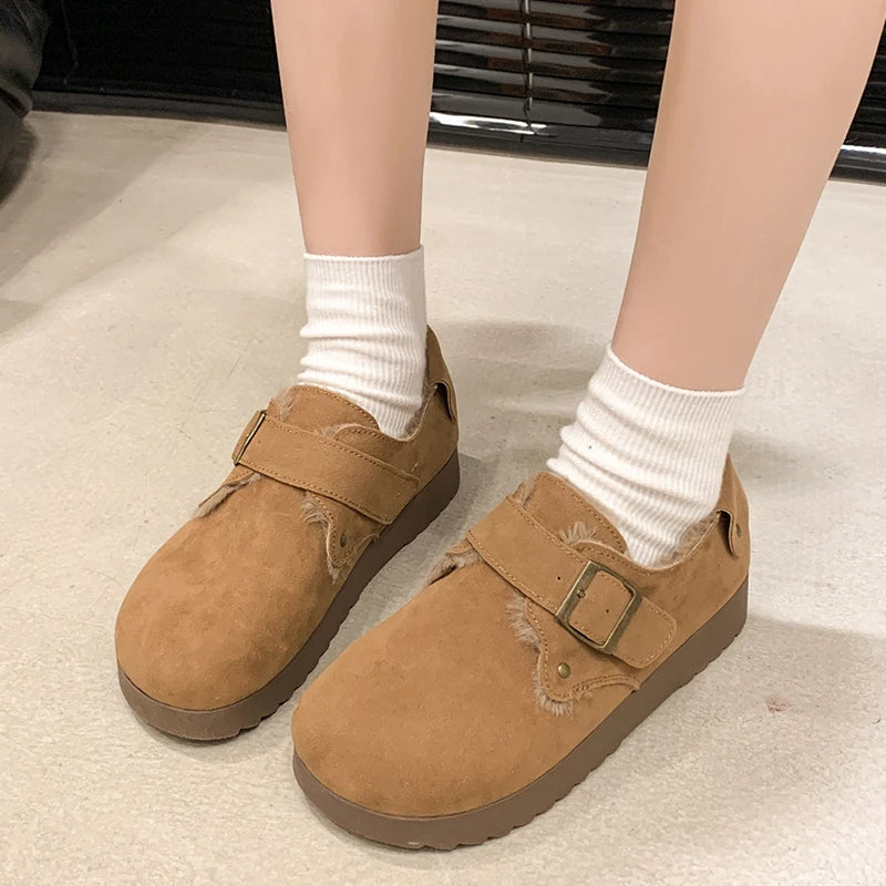 Maxy Moccasin Shoes Slip-on Autumn Loafers Fur Soft Female Footwear Moccasins Slip On Fall Winter New Dress Flat Soft Shoes Woman Fla