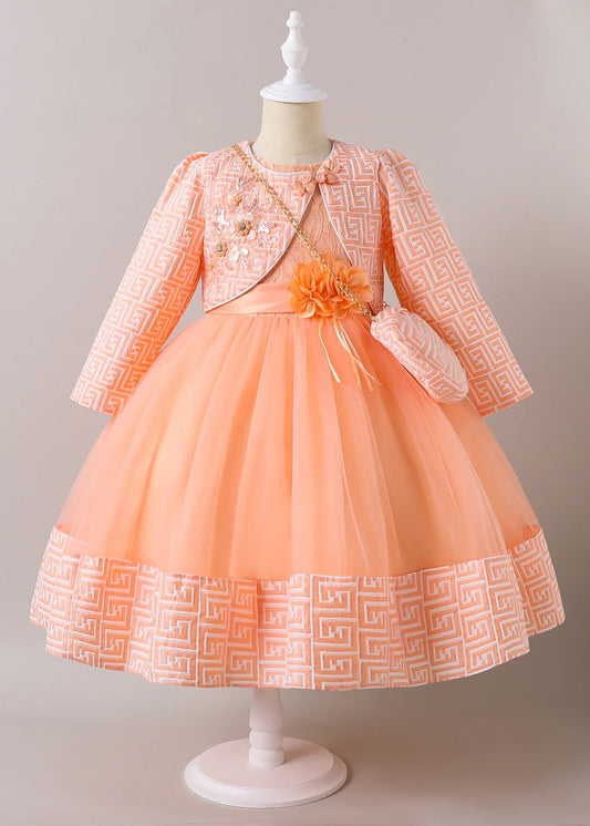 Maxy Kid Girl Party Dress for Wedding 2PCS Children Girls' Clothes with Elegant Bag Kids Evening Dresses 3-10Y