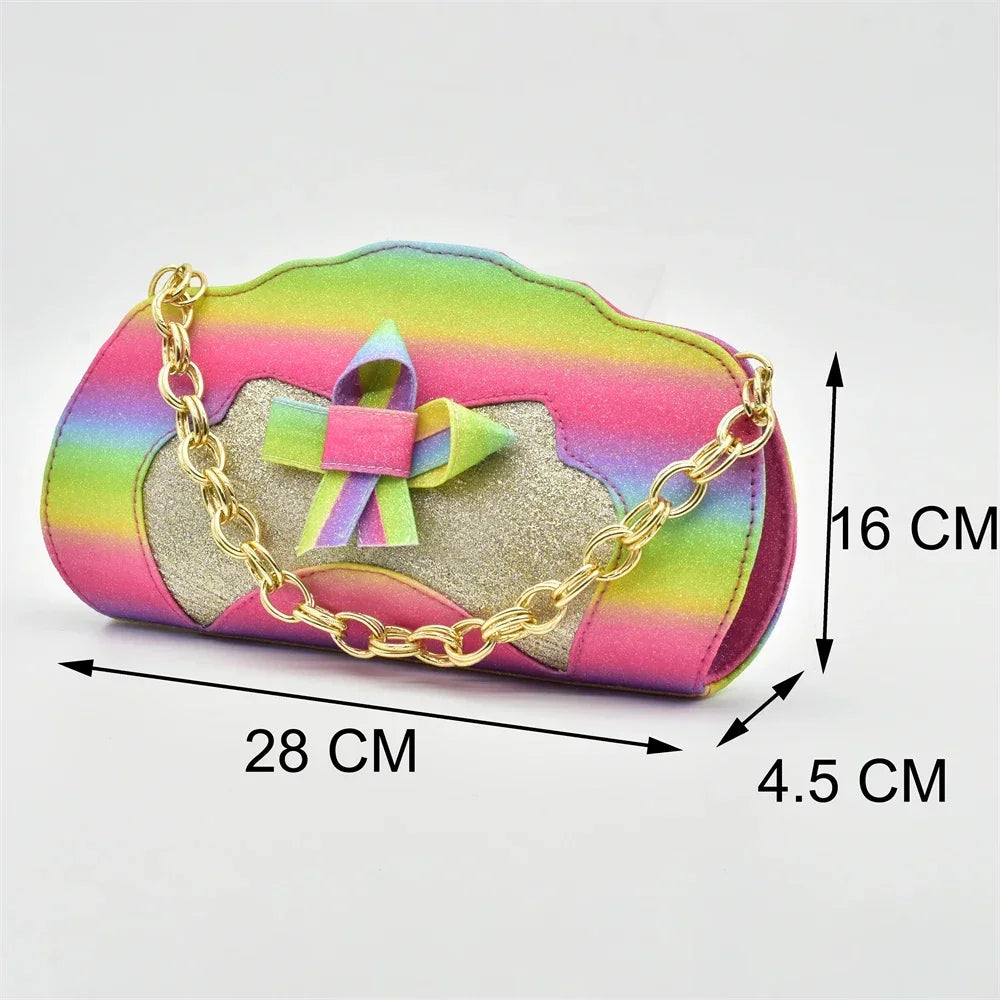 Hot  Maxy Italian Women Shoes Rainbow Color Women's Shoes and bag set Party Wedding Bags Bride Nigeria Shoes Womens