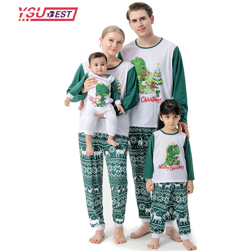 Maxy Christmas Deer Pajamas Set Cartoon Family Matching Outfits Father Mother Children Baby Sleepwear Xmas Mommy and Me Pj's Clothes