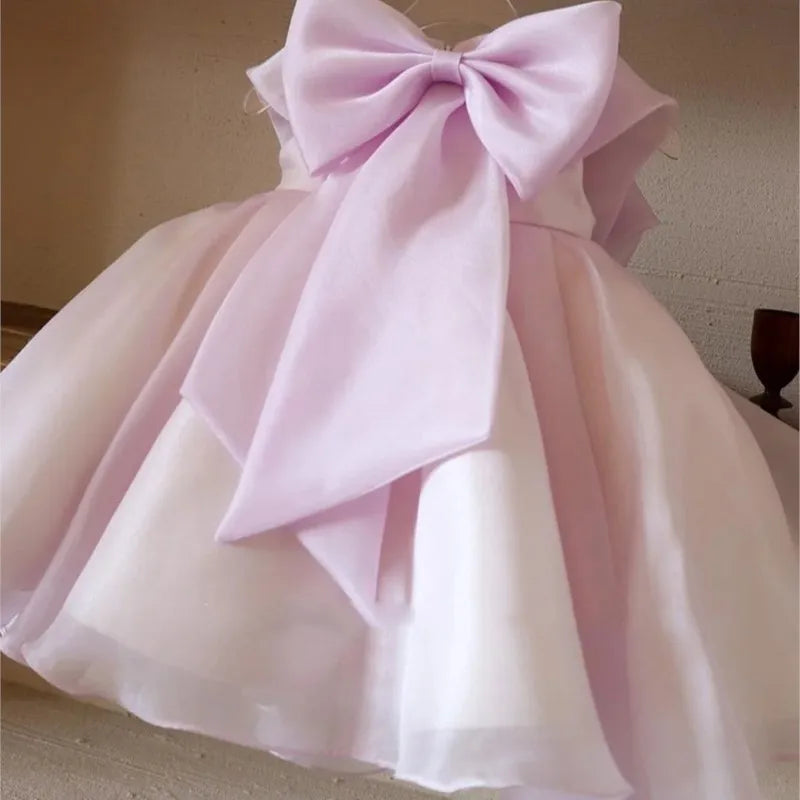 Maxy Baby Girl Princess Big Bow Dress Sleeveless Infant Toddler Teens Child Tulle Vestido Birthday Party Wedding Baby Clothes 1-14Y