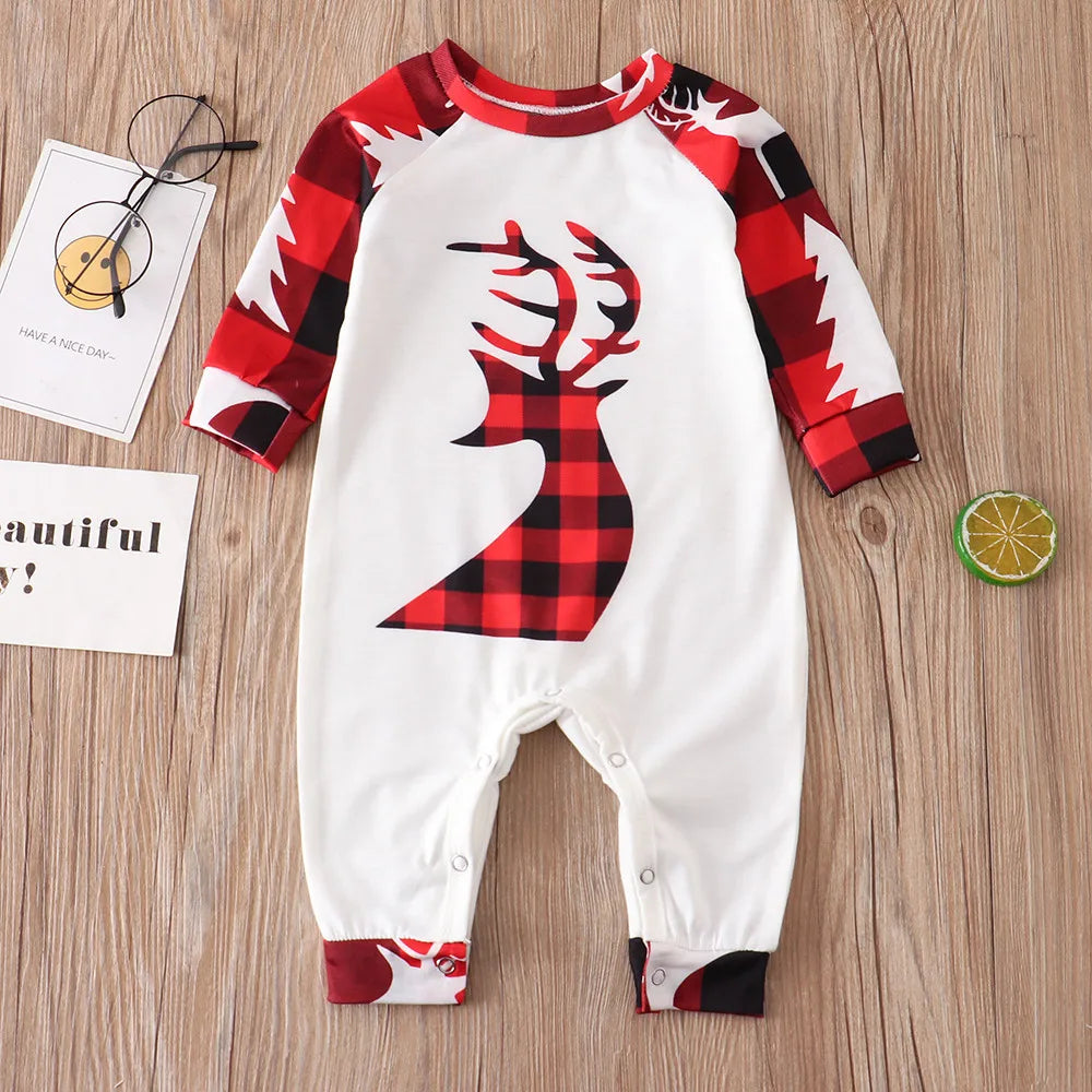 Maxy Xmas Family Matching Pajamas 2024 Christmas Printed Father Mother Kids Mathing Clothes Set Baby Jumpsuit Pyjamas Homewear