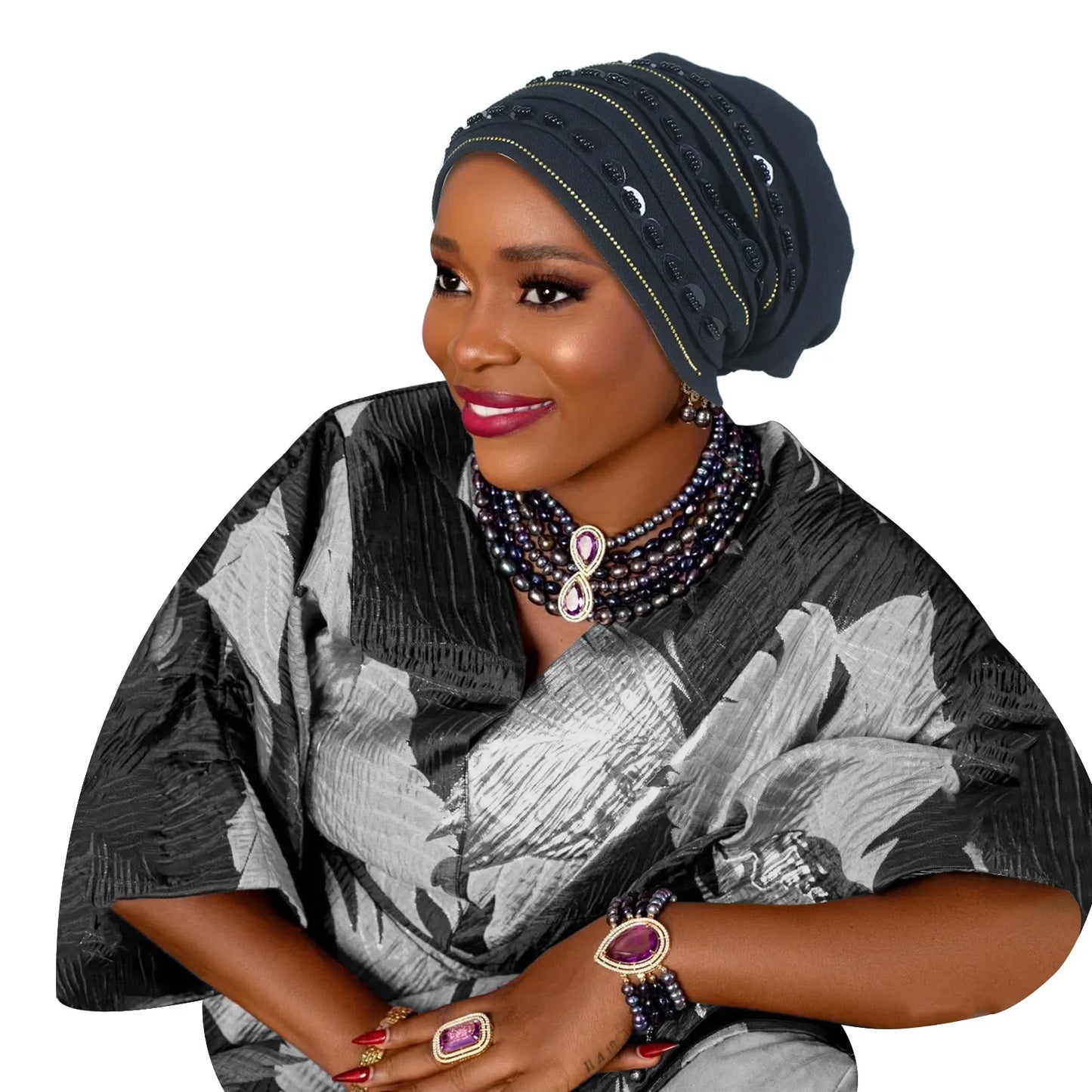 Maxy New Diamonds Turban Cap for Women Muslim Hijab Bonnet Headscarf Nigeria Geles Wedding Hat African Auto Gele Head ties Head Wrap