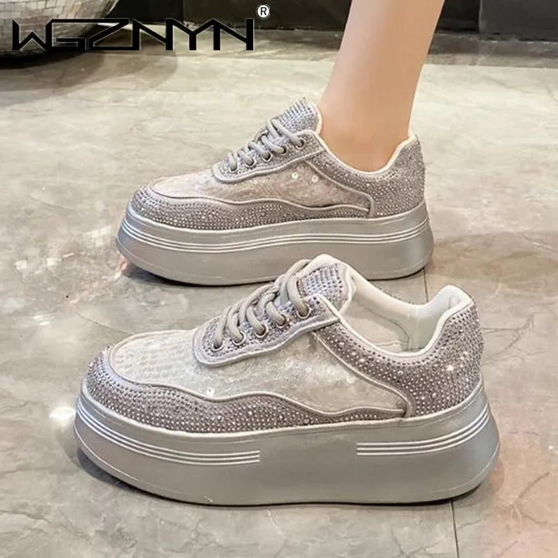 Amay NEW Spring Bright Black Color Chunky Shoes Women Vulcanized Sneakers Platform Shoe Luxury Designer Sneaker Zapatillas Mujer