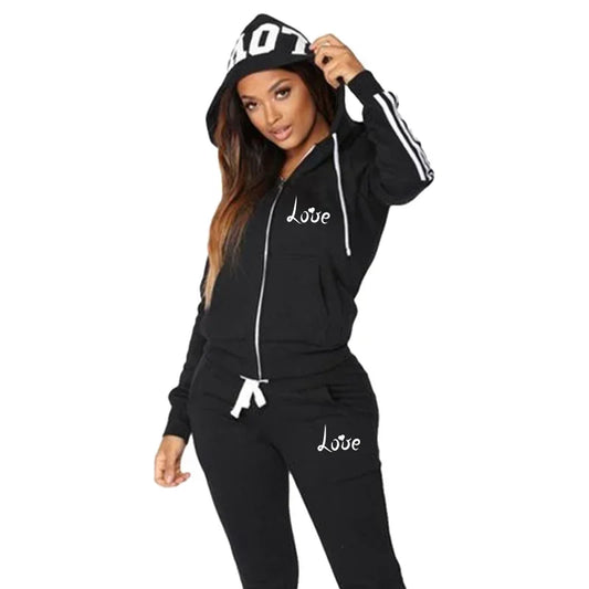 2025 Autumn Winter Fashion Women LOVE Letter Print Tracksuits Sets Sports Wear Jogging Suits Hoodies+Sweatpants Sweat Suits