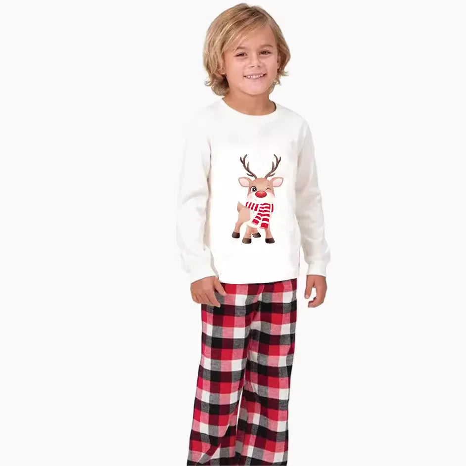 Maxy 2024 new Christmas Moose print family long sleeve pajamas set home wear