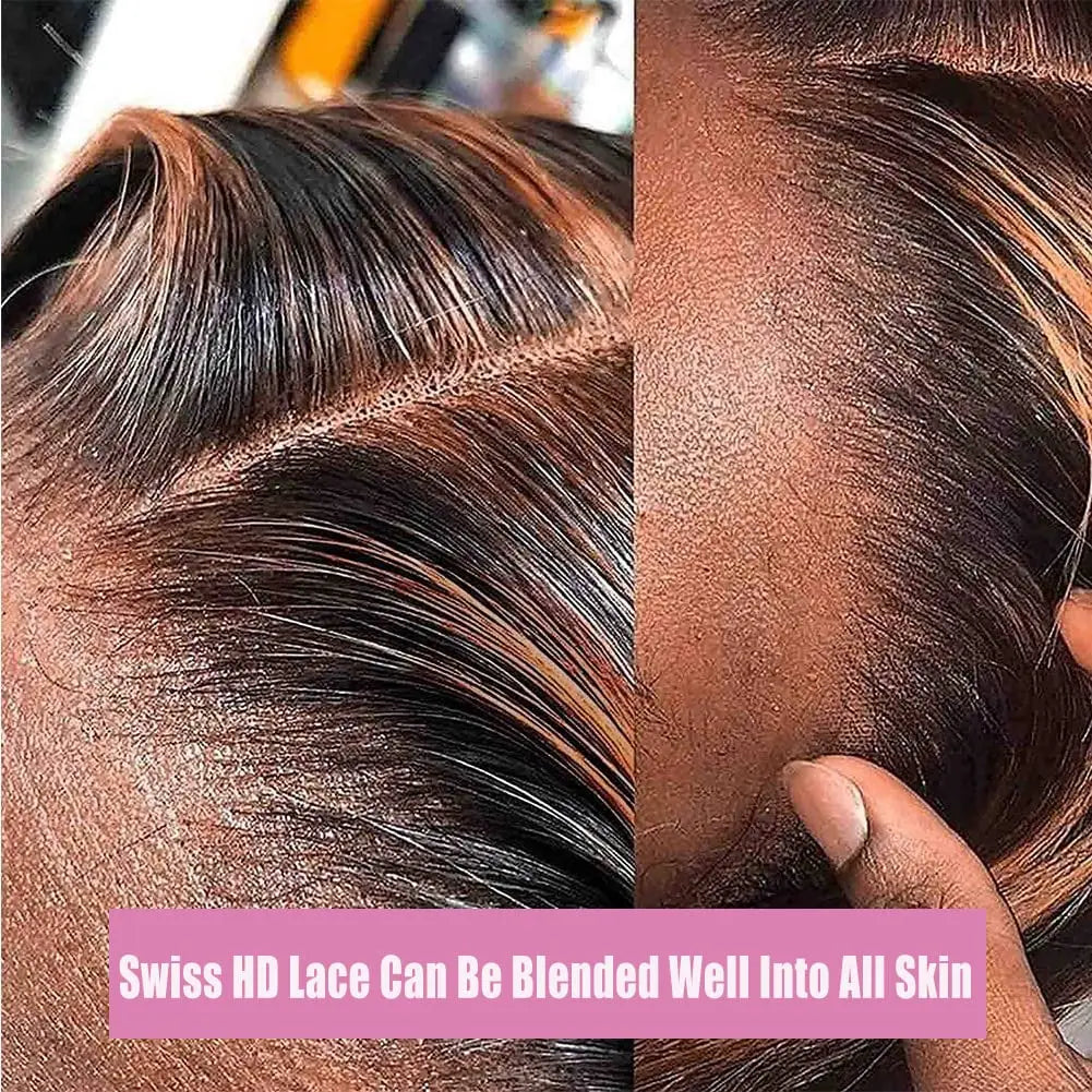 Highlight Ombre Lace Front Wig Human Hair 36Inch P1B/30 Deep Wave HD Lace Front Wigs Human Hair Pre Plucked 13x4 200 Density