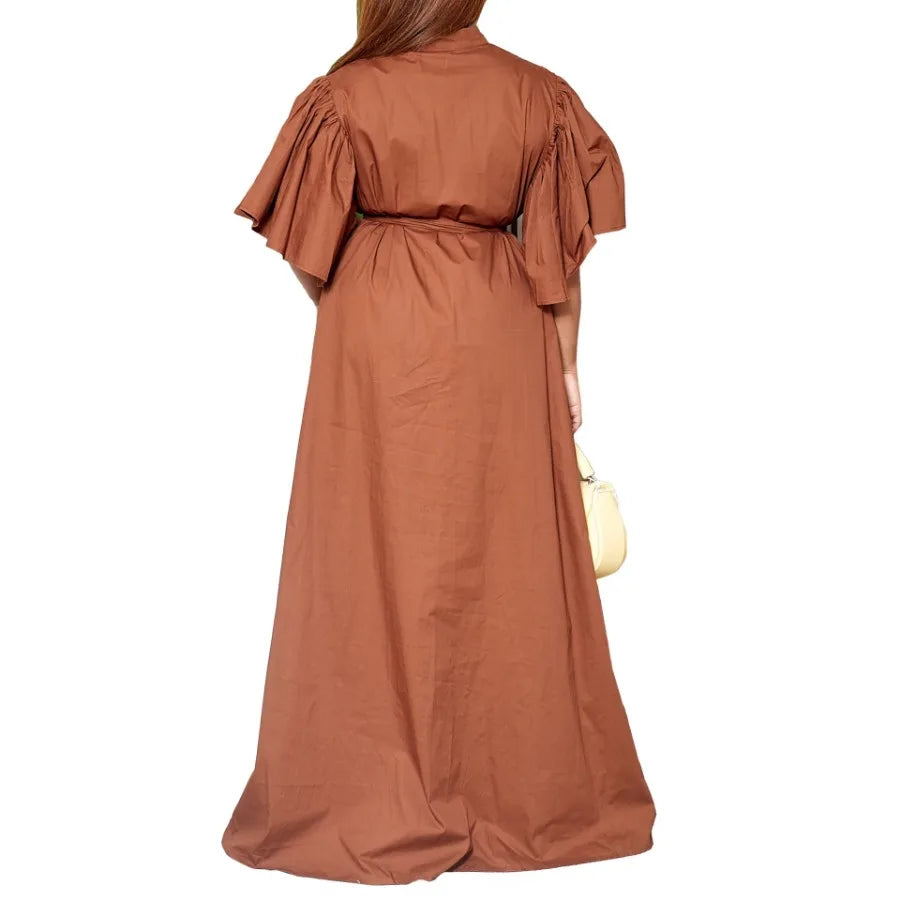 Maxy Elegant Dresses for Women Bow Collar Full Sleeve High Waisted A Line Mid Calf Luxury Female Birthday Party Dinner Vestidos Mujer