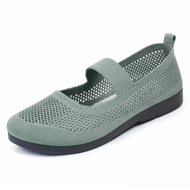 Maxy Women Flats Shoes Slip on Foldable Loafers for Women Square Toe Single Shoes Hollow Out Fashion Mom Casual Shoes Ladies