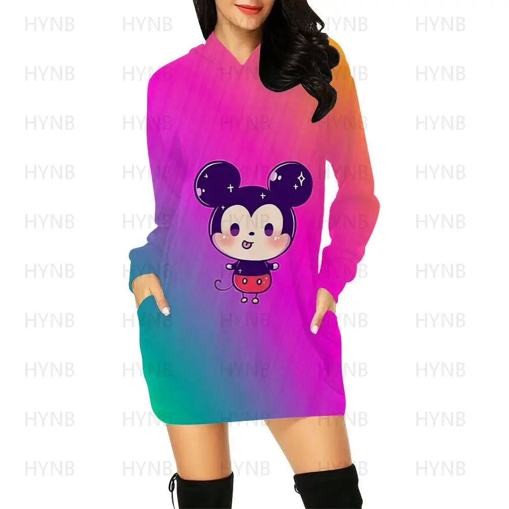 Maxy Sweater Dress Elegant Dresses for Women Long Sleeves Luxury Party Hoodie Disney Kawaii Mickey Women's Mini Minnie Mouse Y2k