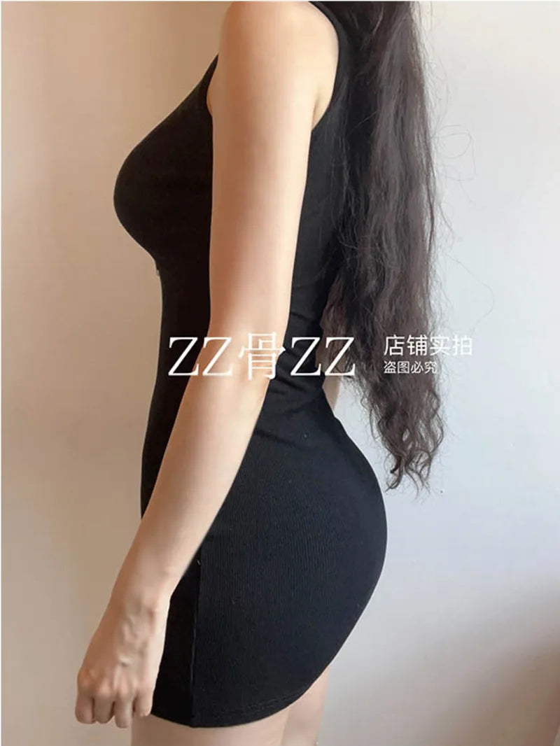 Maxy New Street Sweet Cool Style Stand Collar Zipper Solid Color Casual Tank Top Dress Elegant Fashion Nightclub Korea Tops IL2K