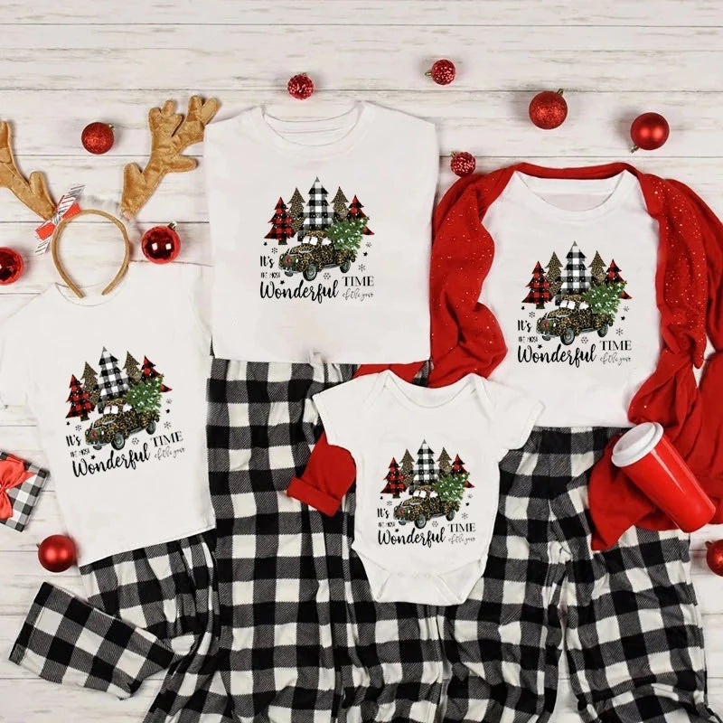 Maxy Christmas Family Pajamas Set Mother Father Kids Matching Outfits Baby Romper Soft Sleepwear Family Look