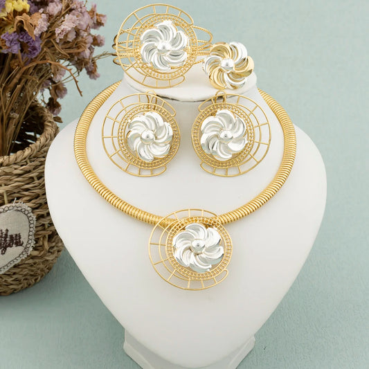 Maxy 18k Gold Plated Jewelry Set for Women Necklace New Design Earrings Set Italian Expensive Wedding Party Jewelry