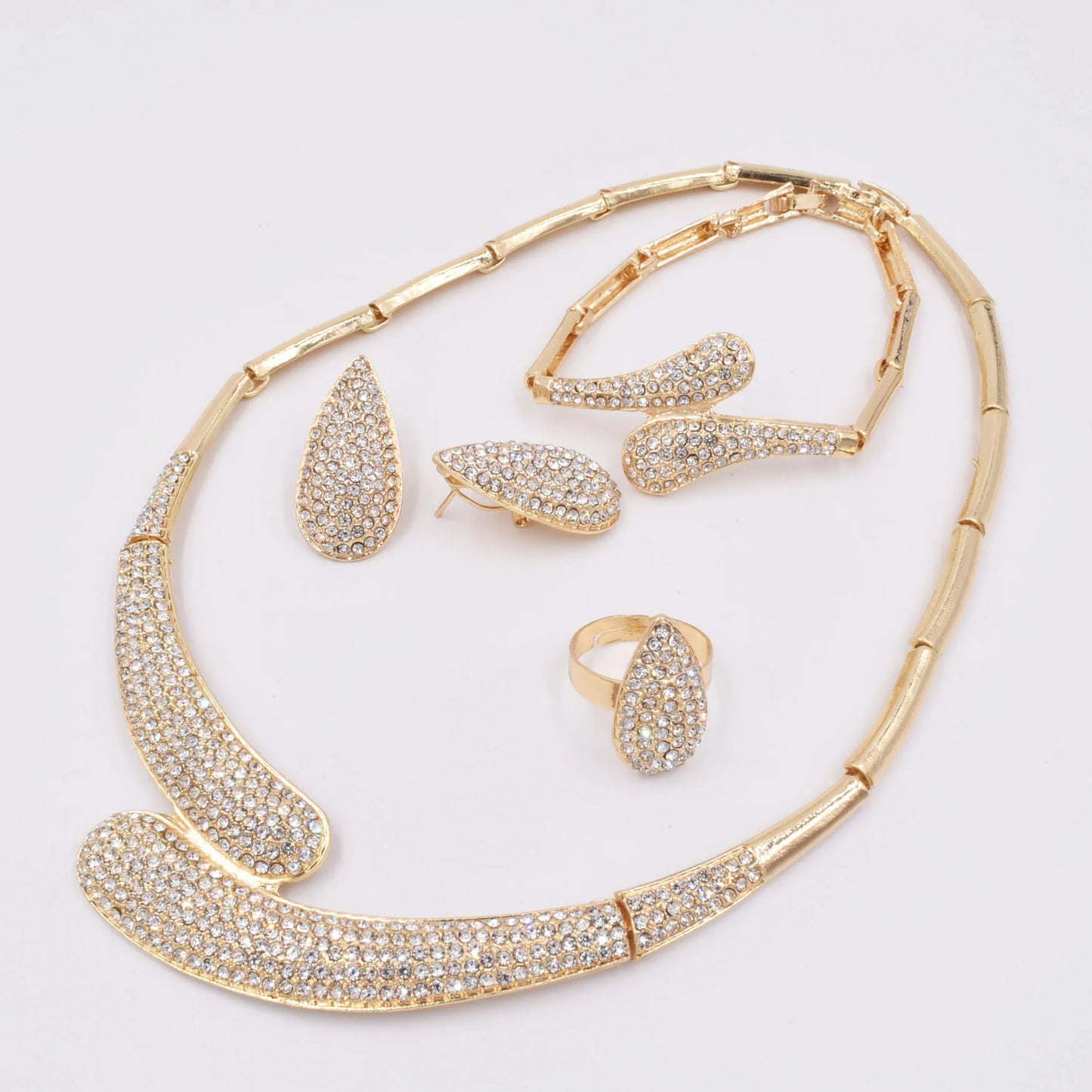 Maxy Luxury Gold Color Jewelry Set Italy Elegant 18k Gold Plated Women Necklace Earrings Bride Wedding Party Accessories