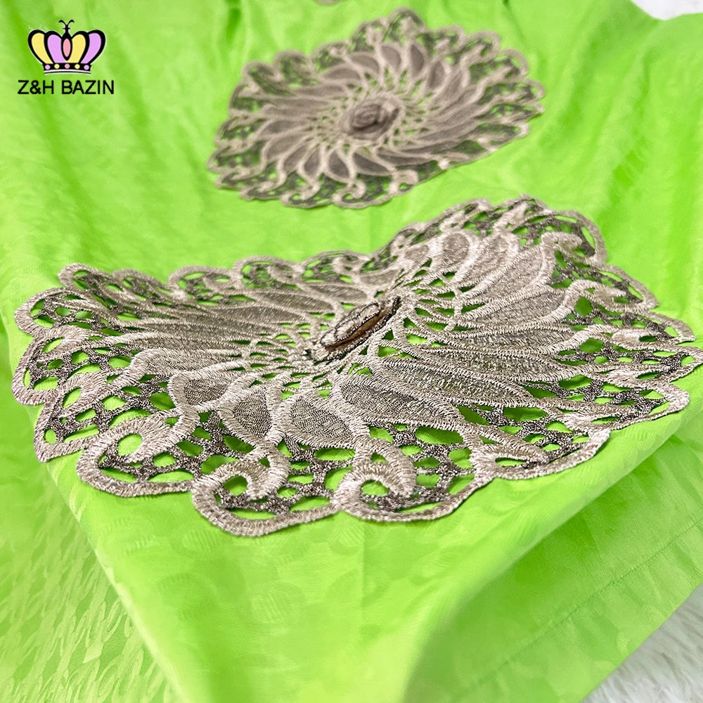 Maxy Newest African Dresses For Women Turkey Designer Bazin Riche Long Dresses Dashiki Robe Wedding Gowns Green Basin Clothing