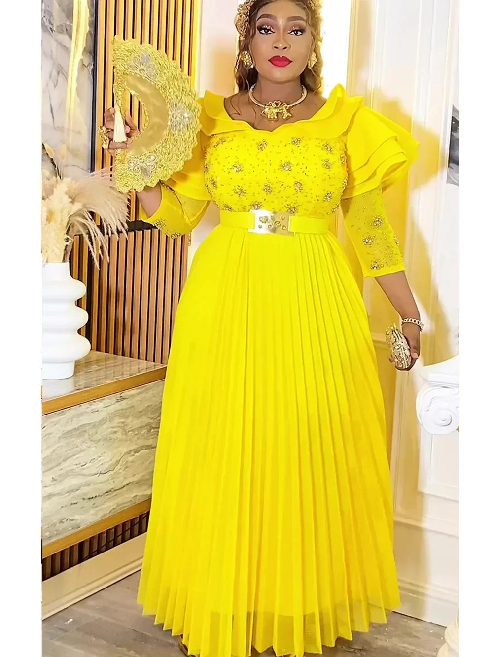 Maxy Plus Size African Party Dresses for Women New Fashion Dashiki Ankara Wedding Evening Gown Elegant Turkey Muslim Dress