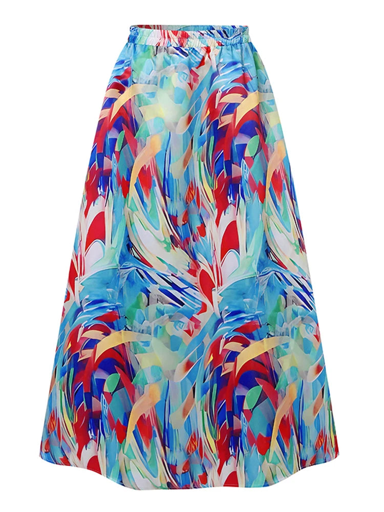 Maxy Plus Size 5XL Skirt Women Dress Sets Summer Sleeveless Tops Printed Sets 2PCS Casual Bohemian Loose Sets