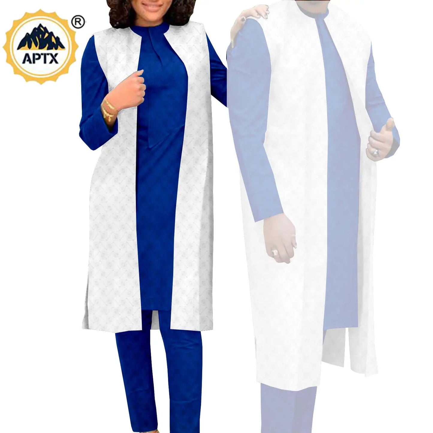 Amay Couples Clothes Bazin Riche Women Outfits 3 Pieces Sets Match Men Jacquard Shirt and Pants and Vest Jackets Sets Y22C029