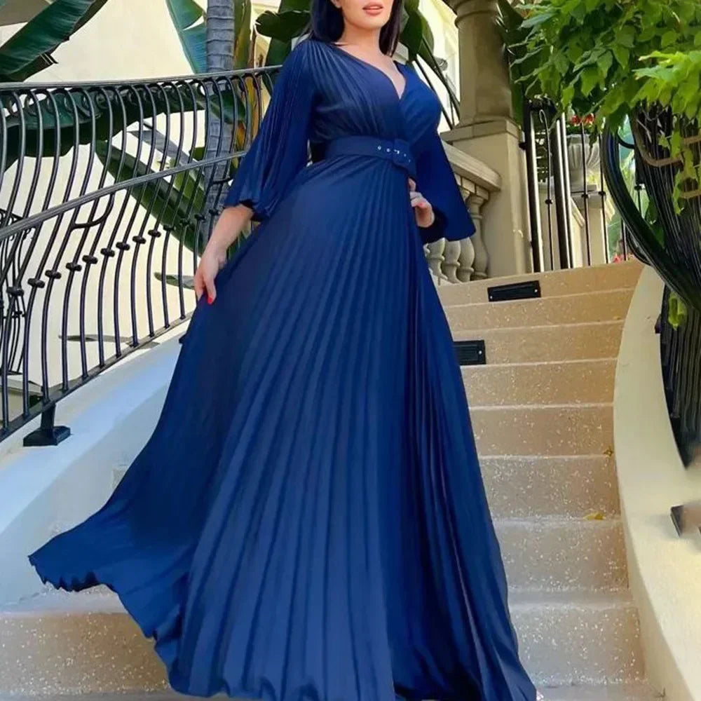 Maxy Plus Size African Party Dresses for Women New Summer Chiffon Long Maxi Dress Elegant Kaftan Muslim Gown Africa Clothing