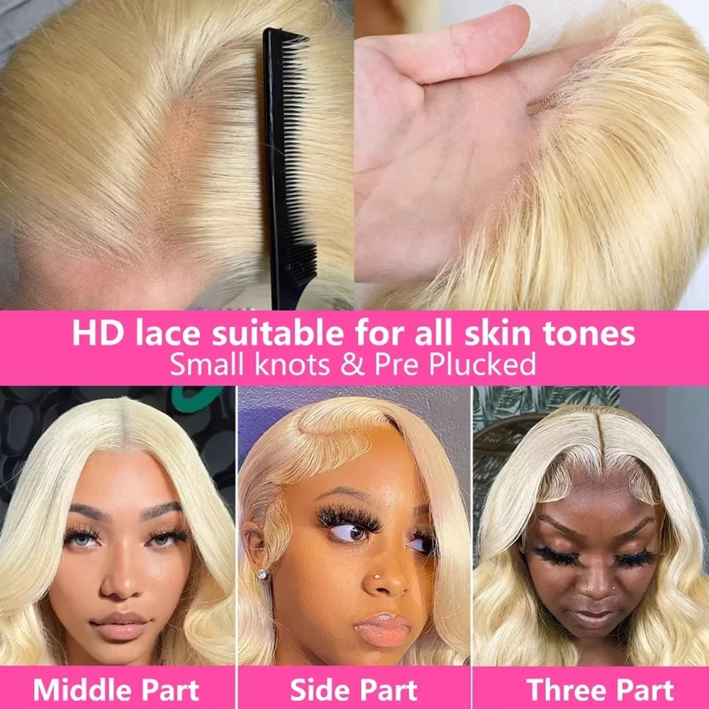 Maxy High Density Honey Blonde 613 Colored Bone Straight Human Hair 13x4 Max Lace Frontal Wig 13x6 HD Lace Front Wigs For Women