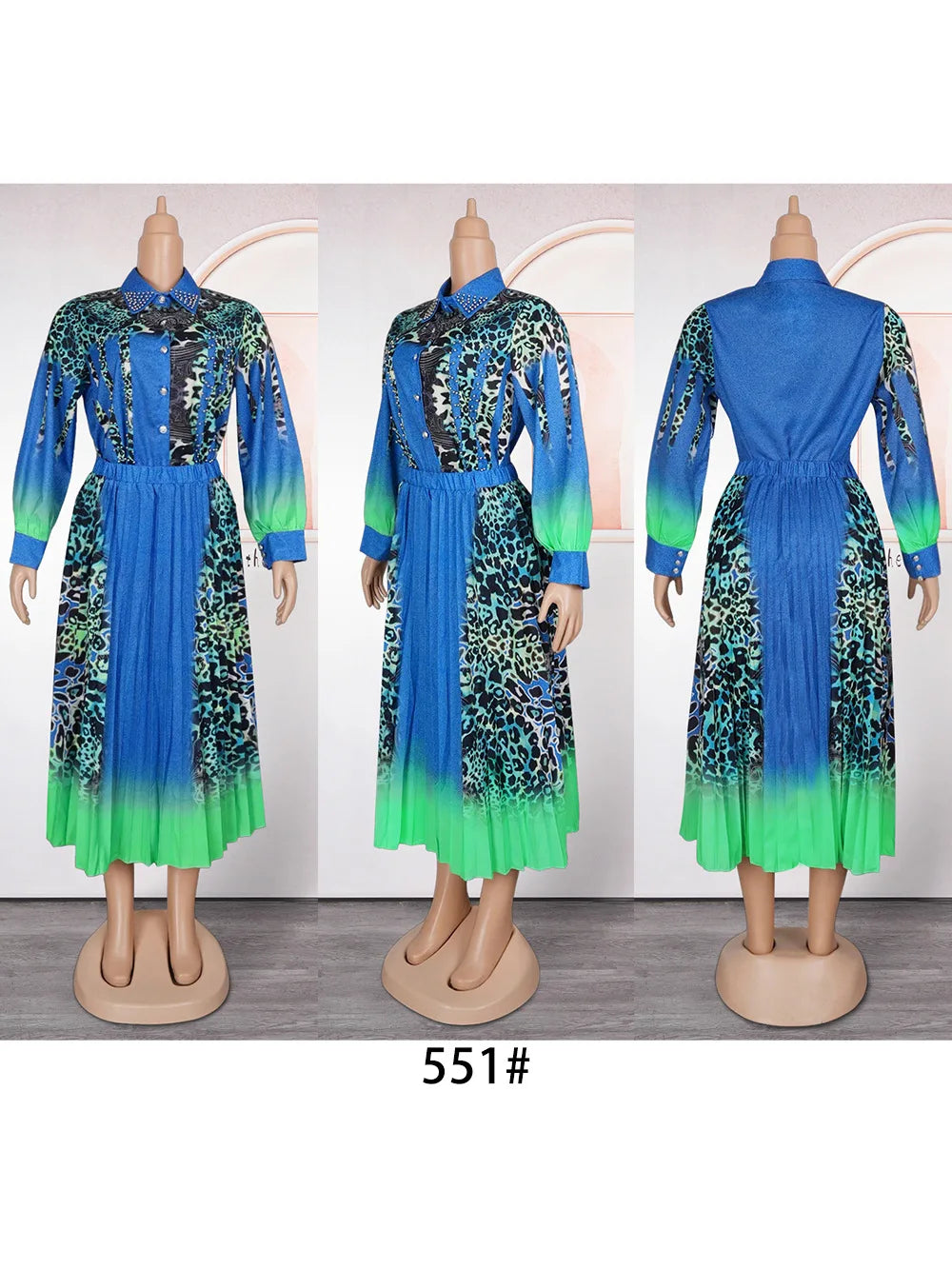 Maxy Party Evening Clothing for Women Autumn Jeans Shirt and Skirt Two Piece Set African Dashiki Print Outfits Ladies Gowns