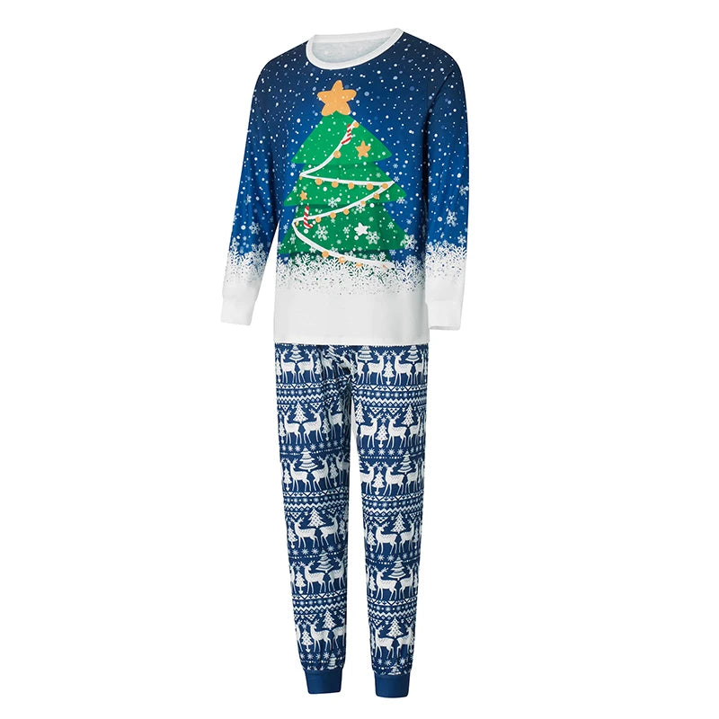 Christmas Family Pajamas Matching Set Santa Claus Print Long Sleeve Tops and Snowman Print Pants Sleepwear for the Holidays