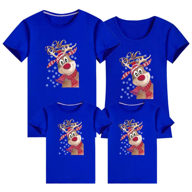 Maxy 2024 Christmas Daddy Mommy Baby Merry Family Look Casual Family Tshirt Christmas Deer Matching Family Outfits Baby Romper Cotton