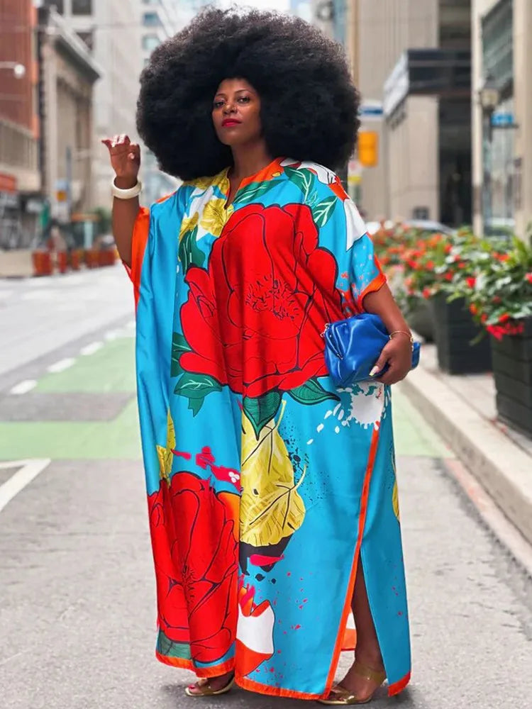 Maxy Dress For Women Plus Size Print Long Wedding Party Dress Evening Gowns Traditional Dashiki Clothing Kaftan Robe