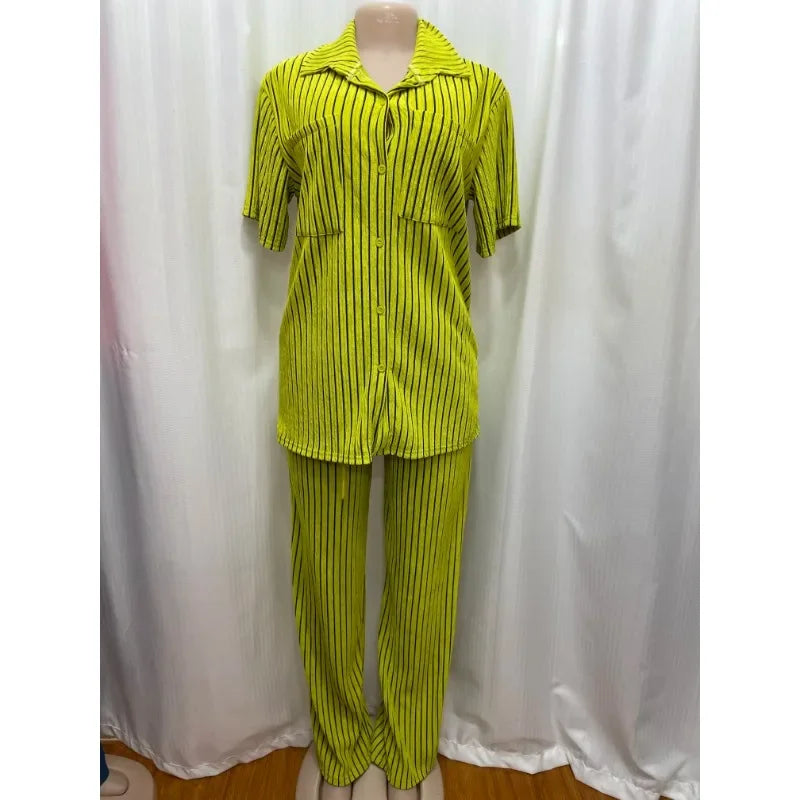 Maxy 2 Pieces Women's Sets Summer Spring Suit Shirt Blouse Tops And Pants Suits Two Piece Set Tracksuit Outfit