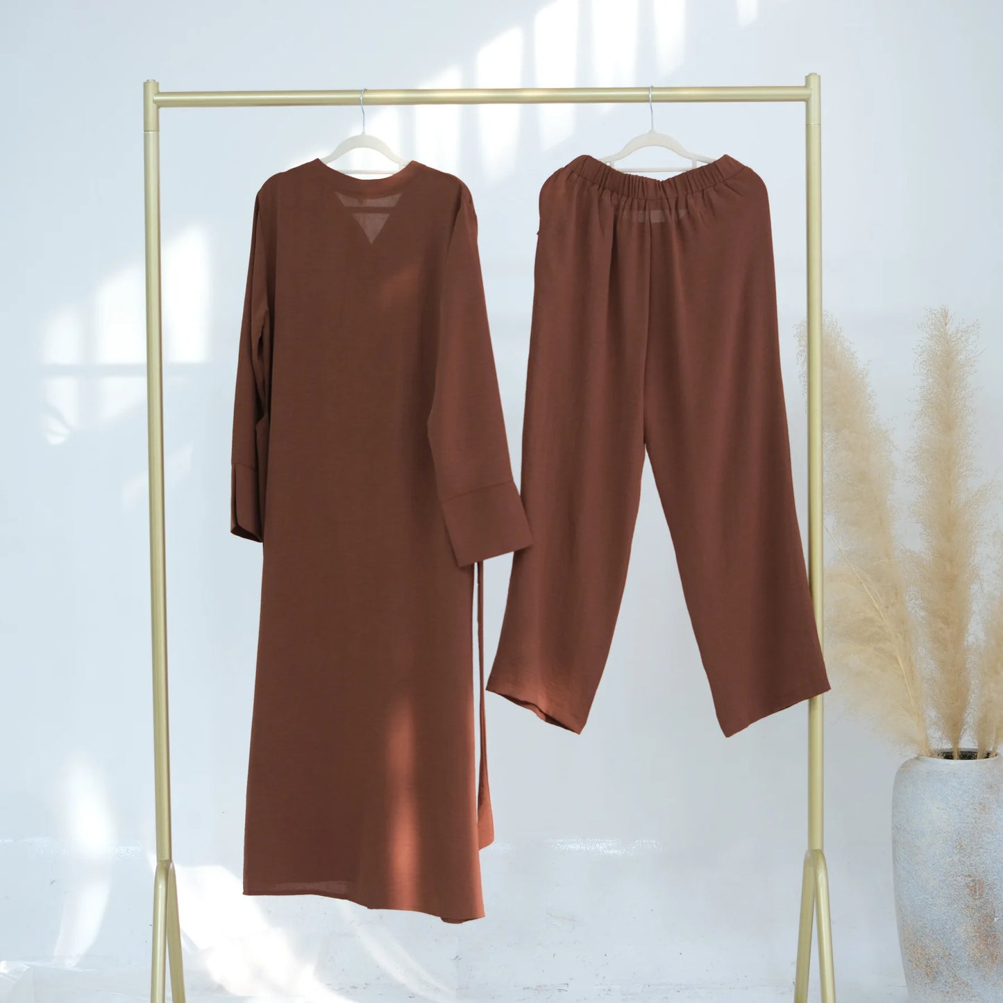 Maxy 2PCS Muslim Women Button Long Sleeve Tops Dress Pants Set Dubai Abaya Turkey Kaftan Arabic Outfits Eid Ramadan Islam Clothing