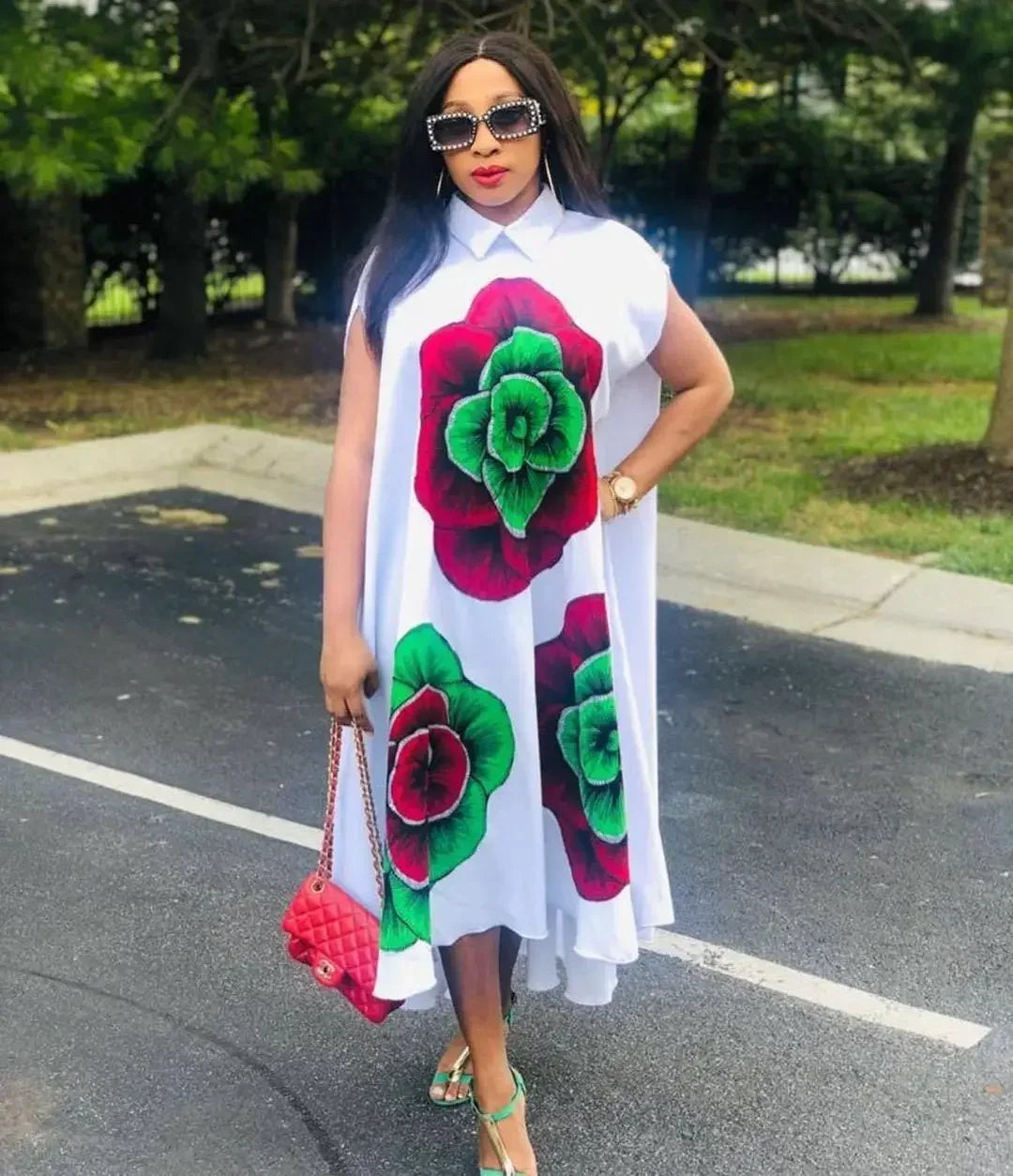 Maxy Dresses for Women New Summer Print Dress Plus Size Boubou Nigerian Fashion Ankara Robes Party Clothing