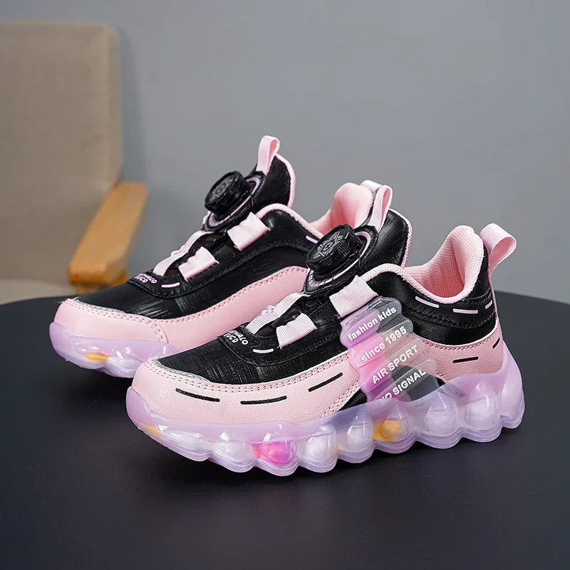 Maxy Spring Children Girls Boys PU Sneakers Toddlers Casual Shoes Kids Fashion Pink Tennis High Quality Sports Flats Size 26-39#