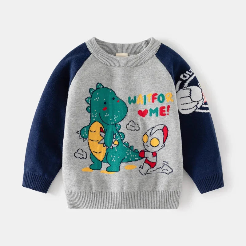 Winter Kids Sweater Animals Cartoon Striped Boys Girls Autumn Hooded Toddler Long Sleeve Clothes Baby Sweaters Children Tops