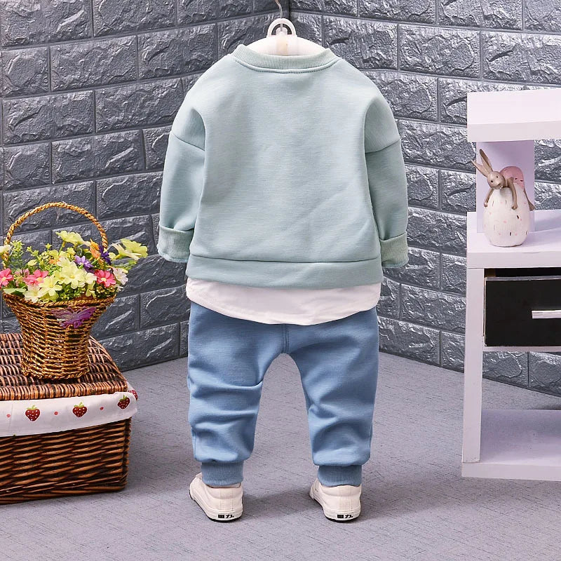 Winter 2PC Toddler Baby Clothes Outfit Thickening Infant Boy Kids Shirt Tops+Pants Casual Clothing for 12 Months-4Years