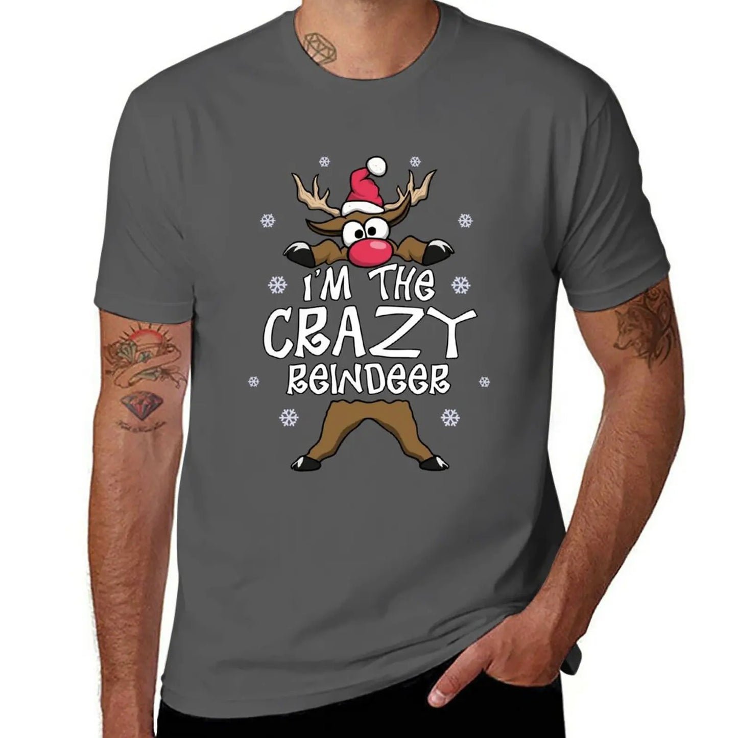 I’m The Crazy Reindeer Family Matching Christmas Pajamas T-Shirt Tee shirt korean fashion fitted t shirts for men