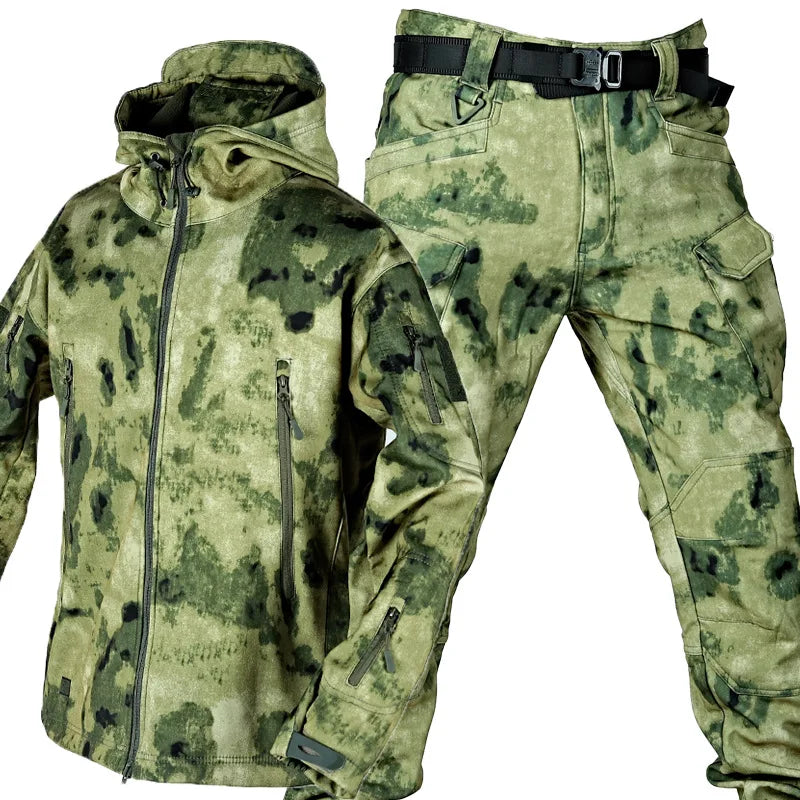 Maxy Outdoor Shark Skin Warmth Set Camo Plush Thickened Coat Autumn/Winter Racing Top Does Not Include Cuff Logo Pattern