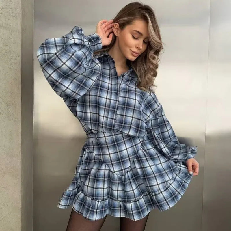 Maxy Spring Short Dress Two Piece Women's Vintage Lapel Shirt Pleated Skirt Set Women Casual Dress Sets Female Outfits