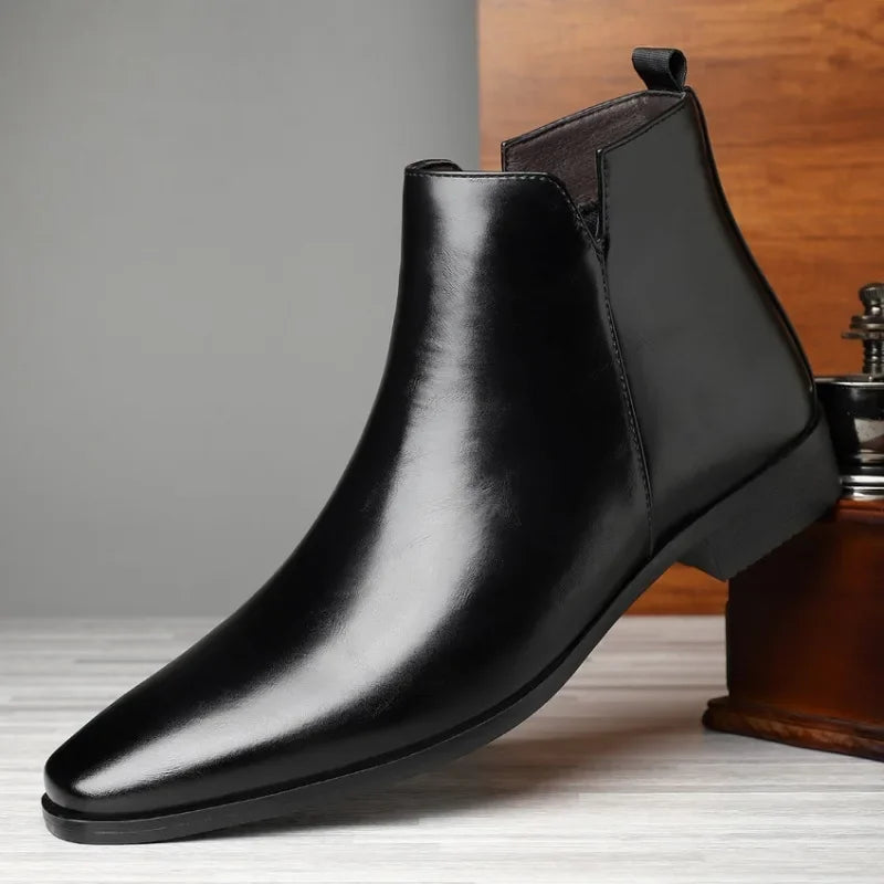 Visco New Men's Boots Classics Chelsea Boots Luxury High Top Leather Boot Fashion Casual Ankle Boots Men Dress Boot