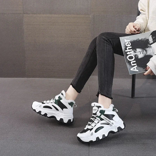 Maxy Women's Casual Sneakers Non Slip Comfortable Sports Shoes Women Winter Outdoor Vulcanized Shoes Woman Fleece Walking Trainers