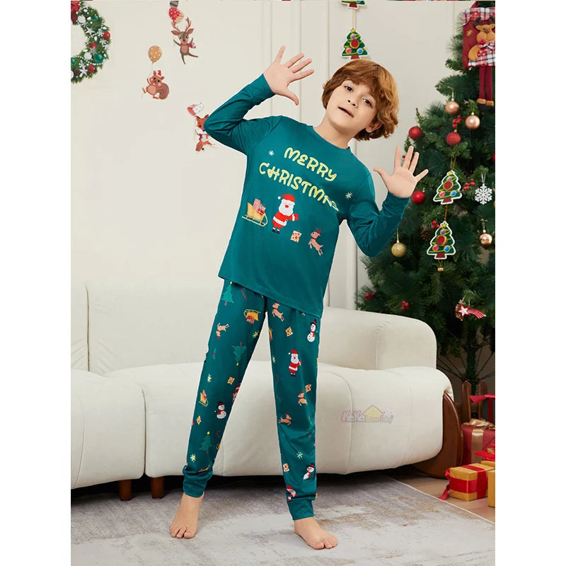 Christmas Family Matching Pajamas Outfits 2025 Adult Kids Baby Tops Pants 2PCS Xmas Family Look Sleepwear Pyjamas Dog Clothes