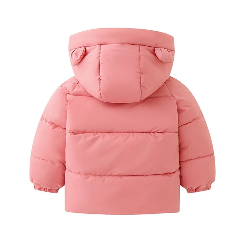 Maxy Cute Baby Girls Winter Clothes Kids Light Down Coats Ear Hoodie Autumn Girl Coat Jacket Toddler Children Clothing Outset 3-7T