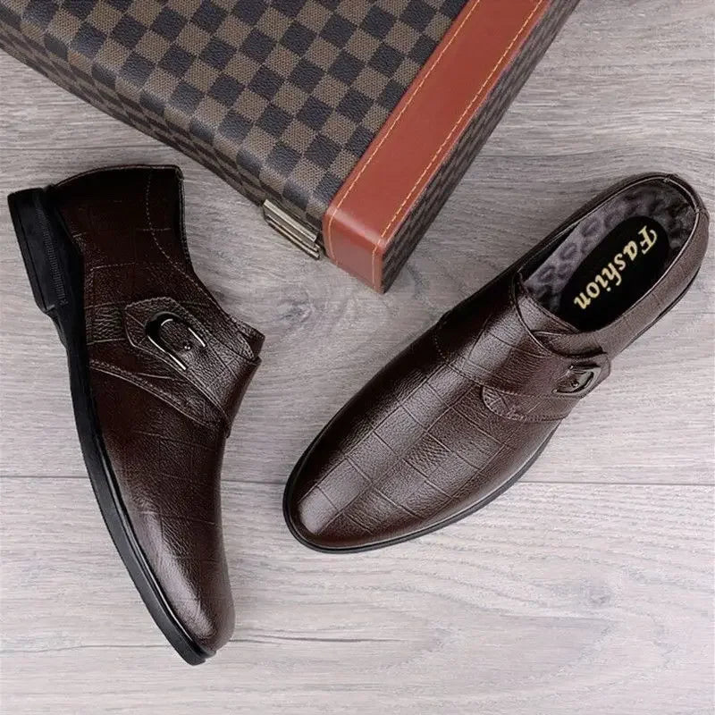 Visco Social Shoe for Men Black Breathable In Summer Brown Dress Shoes Man Clothing High Quality Fashion Style Leather Casual 39