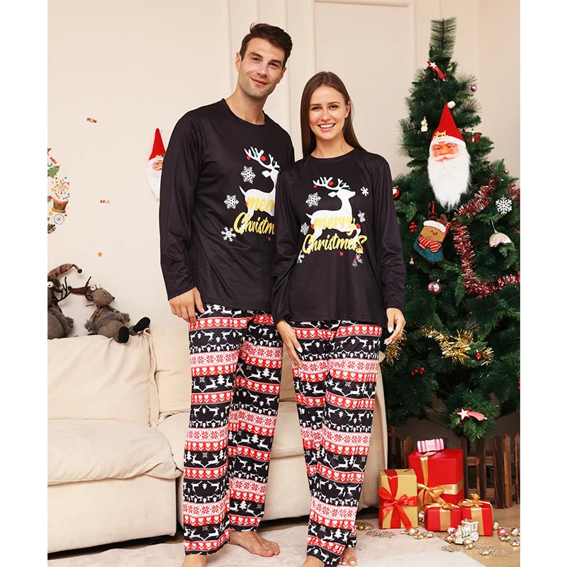 New 2024 Matching Christmas Pajamas Family Set Elk Adult Kids Baby Xmas Family Outfits Tops+Pants 2PCS Sleepwear Pyjamas Clothes