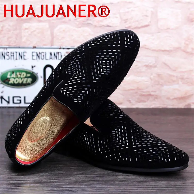 Visco Movechain Arrive Men's Genuine Leather Loafers Casual Shoes Fashion Mens Rhinestone Driving Shoes Man Flats Dress Wedding Shoes