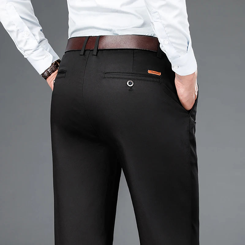 Maxy High Quality Men's Clothing Autumn Winter Office Business Casual Suit Trousers American Elegant Loose Straight Cargo Pants