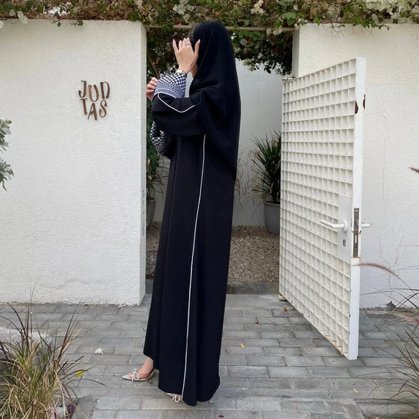 Maxy Linen Closed Abaya Keffiyeh Muslim Dress Printed Abayas for Women Dubai 2024 Luxury Turkey Ramadan Islamic Clothes Kaftan Robe