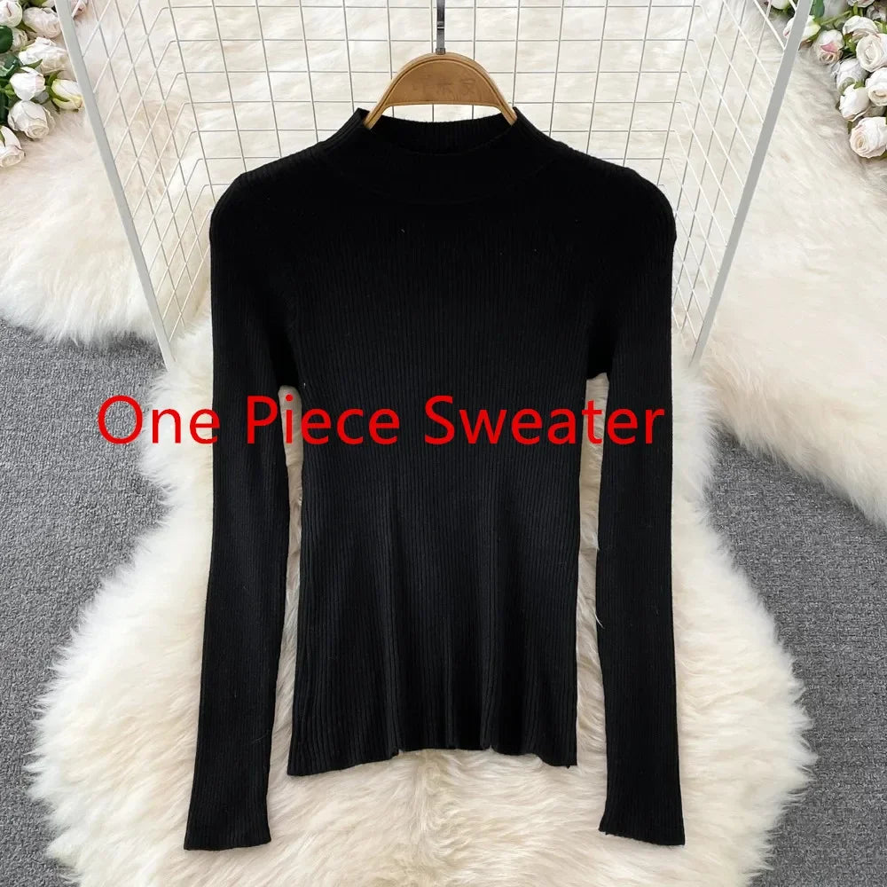 Maxy High Quality Fall Winter Women Sweater Overalls Dress Sets Casual Knitted Tops +Plaid Woolen Dress 2 Piece Sets Outfits Female