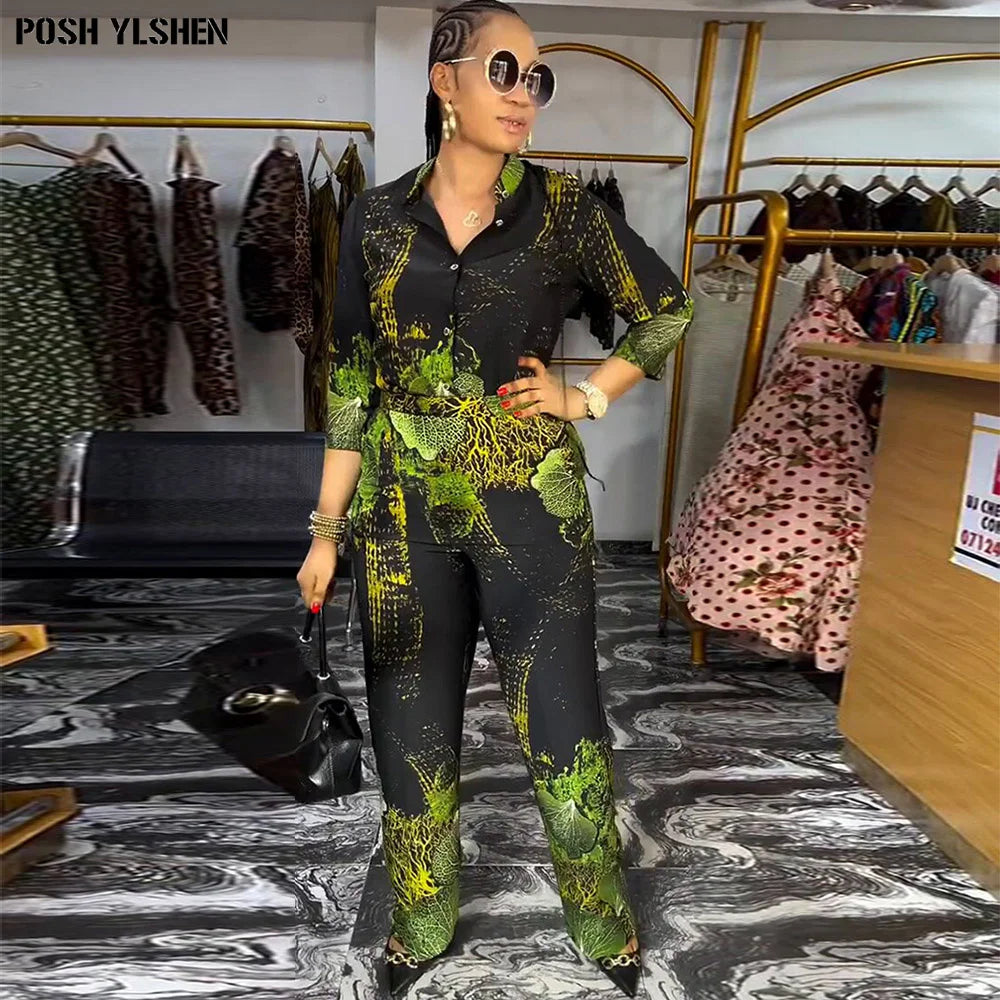 Maxy Two 2 Piece Pant Sets Women Outfit Summer Clothes African Dresses for Women 2024 Sexys New in Matching Set Dames Africa Clothing