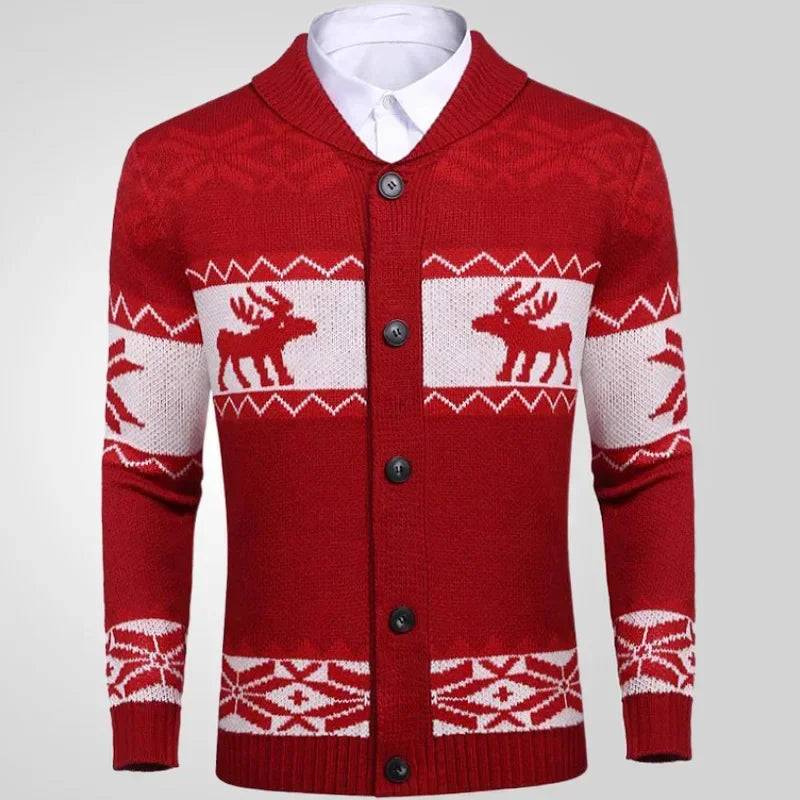 2025 Autumn Winter Men's Snowflake Christmas Sweater Knitted Sweater V-Neck Casual Knit Jumpers Pullovers Home Warm Outwear Male