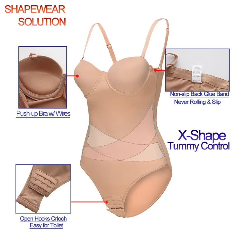 Maxy Cross-Border Plus Size Seamless One-Piece Shapewear Dress Special Strapless Corset Waist Cincher Hip Lifter with Bra